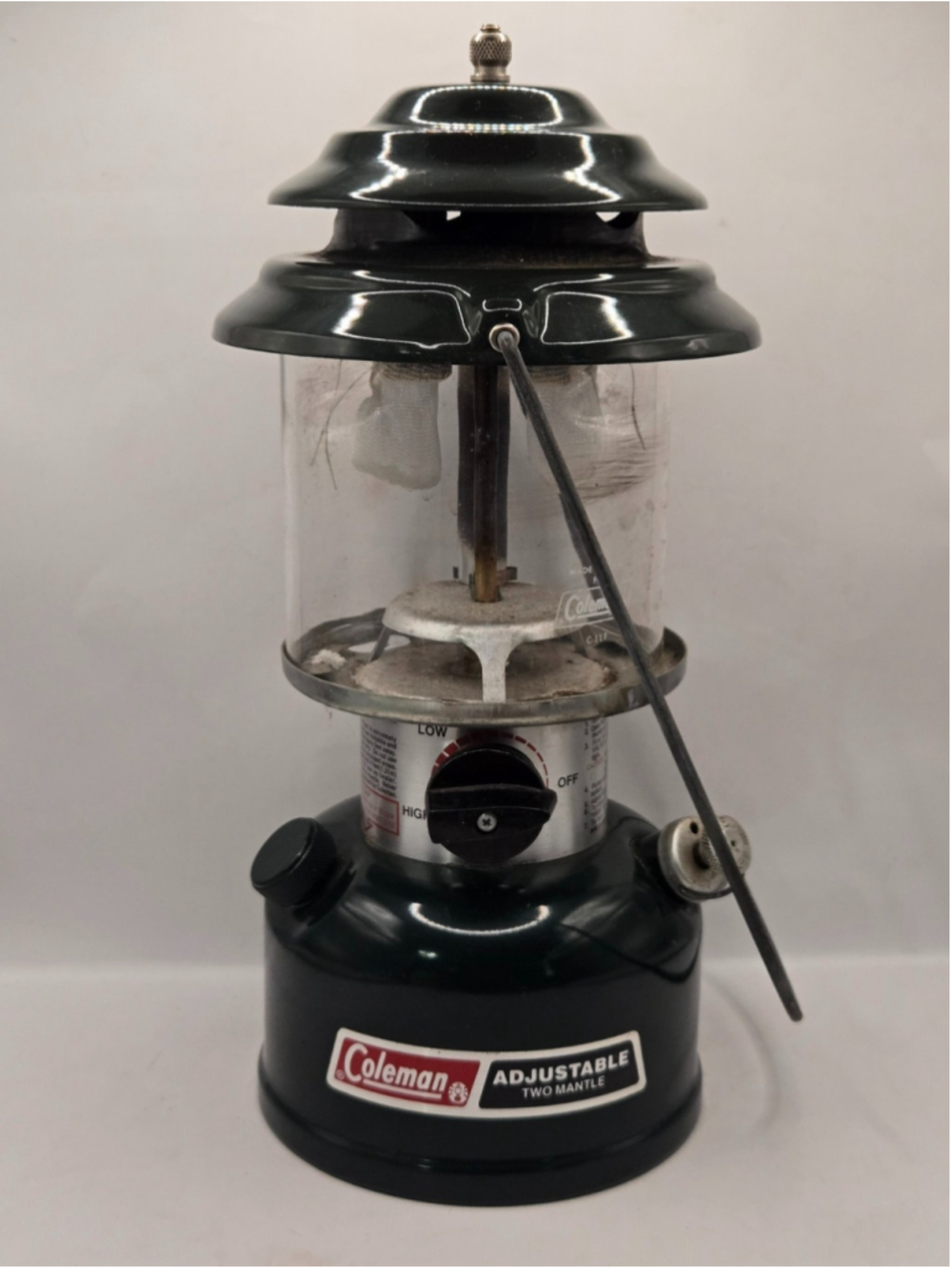 Vintage Coleman Two Mantle Gas Lantern Green Camping Light Box 288A700